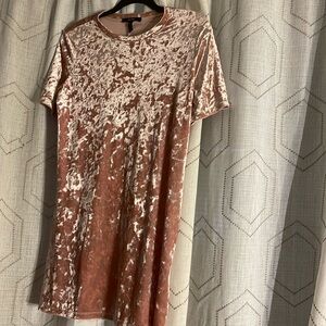 Forever 21 Women’s S Tan Mini Dress Short Sleeve Velour Feel 92% Poly 8% Span